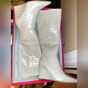 White Knee High Boots Size 8